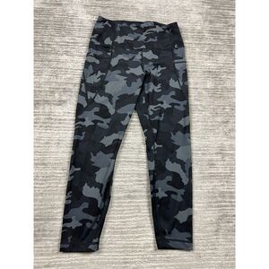 YOGALICIOUS Leggings Womens‎ Large Black Camo Capri Side Pockets High-Rise